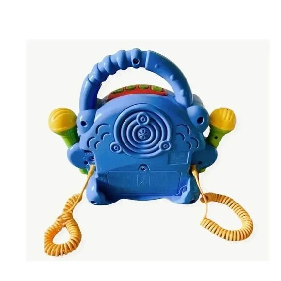 Deluxe Sing Along CD Player with Microphones, blue Karaoke Pretend Play - Picture 3 of 6